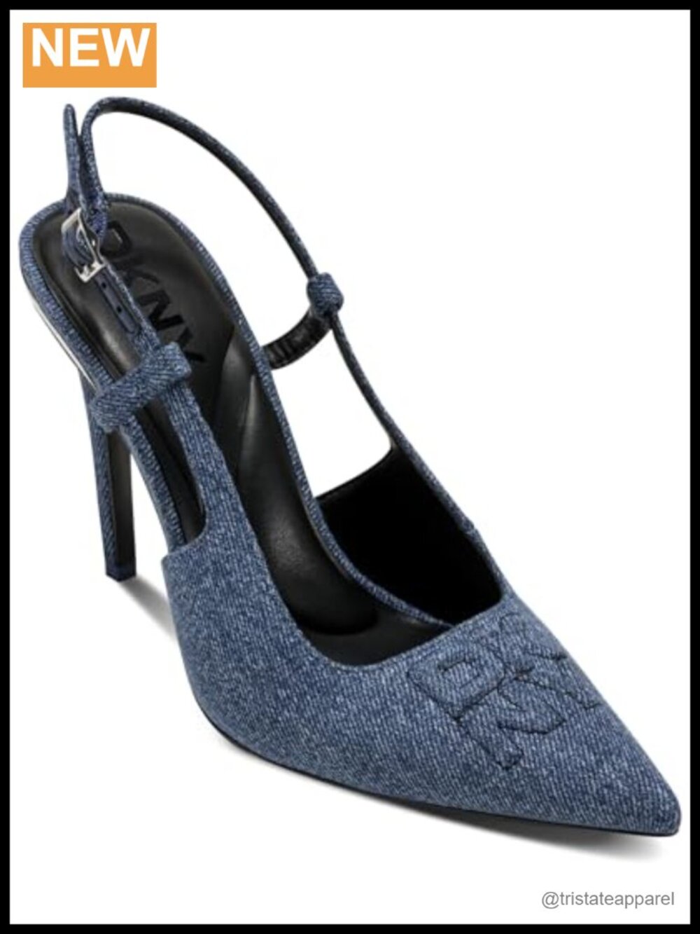 Women’s Leather Pointed Toe Slingback Pump with Logo